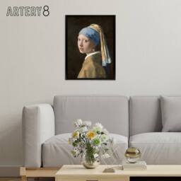 "Artery8 Johannes Vermeer With A Pearl Earring Framed Canvas Wall Art Print - Size: W12"" x H16""" - thumbnail 3
