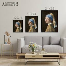 "Artery8 Johannes Vermeer With A Pearl Earring Framed Canvas Wall Art Print - Size: W12"" x H16""" - thumbnail 4