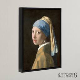 "Artery8 Johannes Vermeer With A Pearl Earring Framed Canvas Wall Art Print - Size: W12"" x H16""" - thumbnail 2