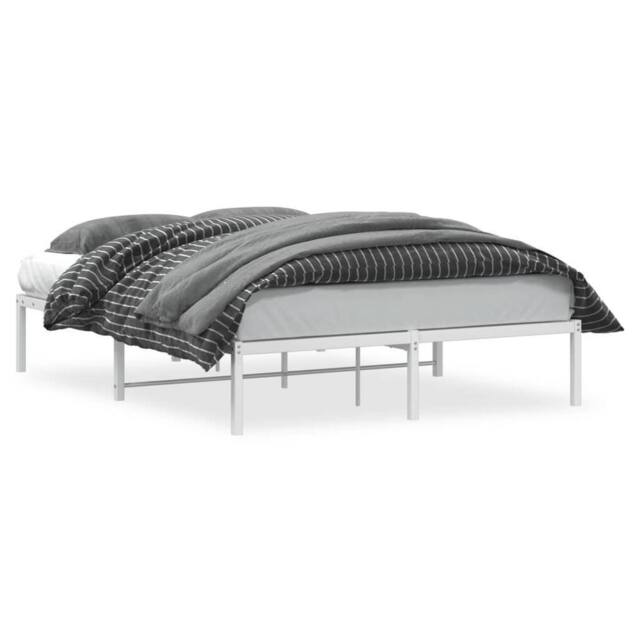 Berkfield Home Metal Bed Frame without Mattress White 135x190cm - Size: 135x190 cm - image 1