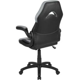 FWStyle Black & Grey Faux Leather Racer Style Deluxe Gaming Chair - thumbnail 3