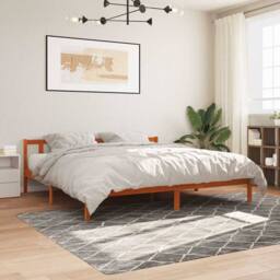Berkfield Home Bed Frame without Mattress Wax Brown 200x200 cm Solid Wood Pine - thumbnail 2