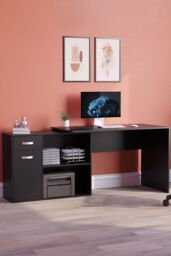 Home Discount Vida Designs Longton Adjustable Computer Desk PC Table Storage Office Study Gaming Furniture in Black - thumbnail 6