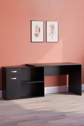 Home Discount Vida Designs Longton Adjustable Computer Desk PC Table Storage Office Study Gaming Furniture in Black - thumbnail 3