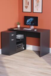 Home Discount Vida Designs Longton Adjustable Computer Desk PC Table Storage Office Study Gaming Furniture in Black