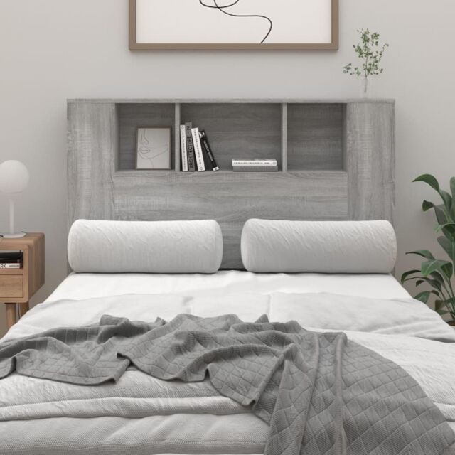Berkfield Home Headboard Cabinet Grey Sonoma 120x18.5x104.5 cm - image 1