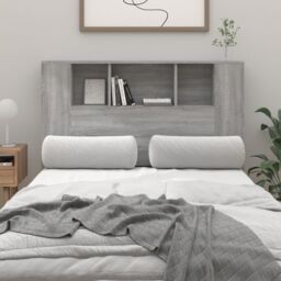 Berkfield Home Headboard Cabinet Grey Sonoma 120x18.5x104.5 cm - thumbnail 1
