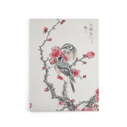 "Artery8 Pine Bunting & Plum Tree Japanese Canvas Wall Art Print Kashu - Size: W18"" x H24""" - thumbnail 1