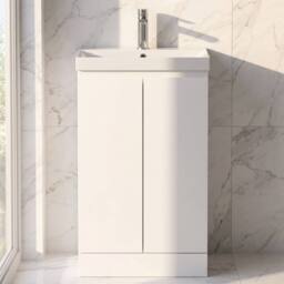 Balterley Mavesyn Contemporary 2 Door Vanity Basin Unit, Satin White, 500mm in White - thumbnail 6