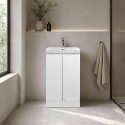 Balterley Mavesyn Contemporary 2 Door Vanity Basin Unit, Satin White, 500mm in White - thumbnail 4
