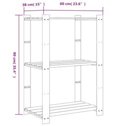 Berkfield Home 3-Tier Storage Rack Brown 60x38x90 cm Solid Wood Pine - Size: 60 x 38 x 90 cm - thumbnail 7