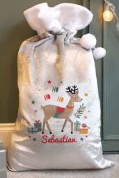 Personalised Memento Company Personalised Reindeer Christmas Sack in Grey - thumbnail 4