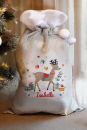 Personalised Memento Company Personalised Reindeer Christmas Sack in Grey - thumbnail 3