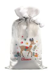 Personalised Memento Company Personalised Reindeer Christmas Sack in Grey