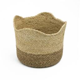 JVL Palma Natural Scalloped Storage Basket in Brown - thumbnail 1
