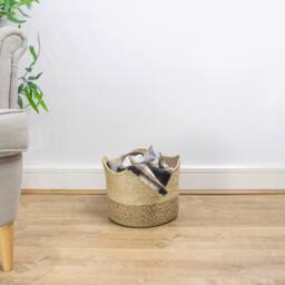 JVL Palma Natural Scalloped Storage Basket in Brown - thumbnail 4