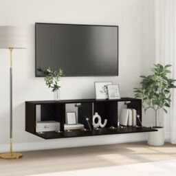 Berkfield Home TV Cabinet Set Black Oak Engineered wood Small TV Cabinet - thumbnail 1