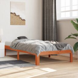 Berkfield Home Bed Frame without Mattress Wax Brown 75x190 cm Small Single Solid Wood Pine - thumbnail 1