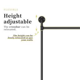 Nordara Rustic Wooden Wall Mount Clothes Rail Storage Unit Black - Size: 700mm - thumbnail 5