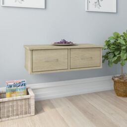 Berkfield Home Wall-mounted Drawer Shelf Sonoma Oak 60x26x18.5 cm Engineered Wood in Brown - thumbnail 1
