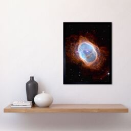 "Artery8 Wall Art Print NASA James Webb Space Telescope Dying Star Southern Ring Nebula NGC 3132 Nircam Image Art Framed in Orange - Size: W12"" x H16""" - thumbnail 2