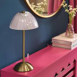 OHS Ribbed Dome Bedside Lamp LED Rechargeable Cordless Night Light in Clear - thumbnail 3