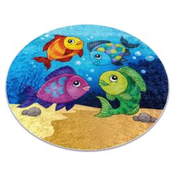 RugsX Junior Rug in Blue - Size: 120 cm diameter