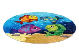 RugsX Junior Rug in Blue - Size: 120 cm diameter - thumbnail 4