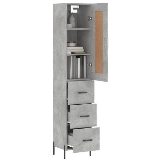 Berkfield Home Highboard Concrete Grey 34.5x34x180 cm Engineered Wood - image 1
