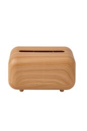 Living and Home Spring-Loaded Wood Grain Desktop Tissue Box Cover in Natural - thumbnail 2