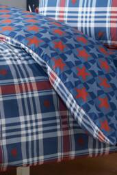 Catherine Lansfield 'Stars & Check' Reversible Duvet Cover Set in Blue - Size: Double - thumbnail 4