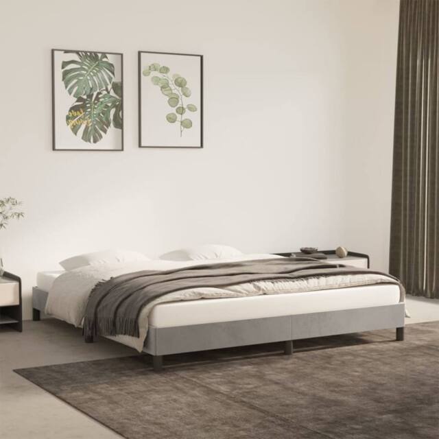 Berkfield Home Bed Frame Light Grey 180x200 cm Super King Velvet - image 1