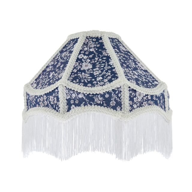 Happy Homewares Classic Handmade Victorian Empire Lamp Shade in Soft Cotton with Tassels in Midnight - Size: 12 inches