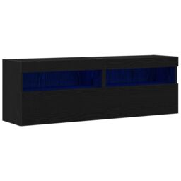 Berkfield Home TV Wall Cabinets with LED Lights 2 pcs Black Oak 60x30x40 cm - Size: 60 x 30 x 40 cm - thumbnail 2