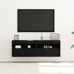 Berkfield Home TV Wall Cabinets with LED Lights 2 pcs Black Oak 60x30x40 cm - Size: 60 x 30 x 40 cm - thumbnail 5