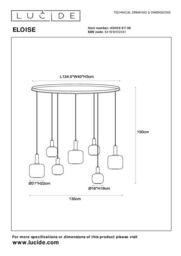 Lucide 'ELOISE' Dimmable Adjustable Indoor Stylish Modern Pendant Light 7xE27 in Black - thumbnail 6