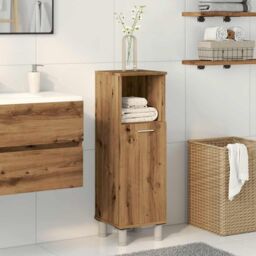Berkfield Home Bathroom Cabinet Artisan Oak 30x30x95 cm Engineered Wood in Brown - Size: 30 x 30 x 95 cm - thumbnail 3