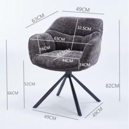 FURNITURE ONE Padded Dining Chair Set of 2, Task Chair 180 Degrees Rotate with Metal Frame in Grey - Size: 2 Seater - thumbnail 7
