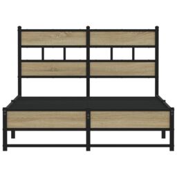 Berkfield Home Metal Bed Frame without Mattress Sonoma Oak 120x200 cm in Brown - Size: Small Double - thumbnail 4