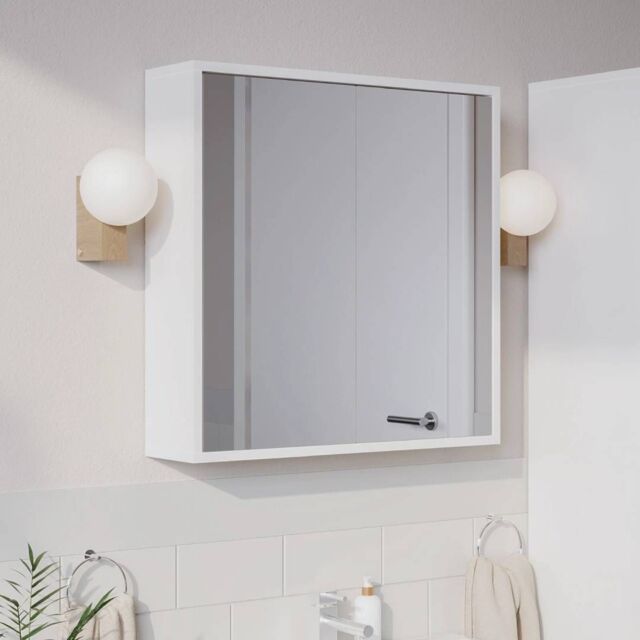 EONLION Wall Mounted Mirror 2 Door Cabinet Storage in White - image 1