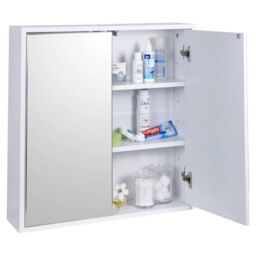 EONLION Wall Mounted Mirror 2 Door Cabinet Storage in White - thumbnail 4