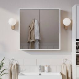 EONLION Wall Mounted Mirror 2 Door Cabinet Storage in White - thumbnail 3