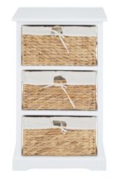 Orsina Stylish 3 Seagrass Drawer Chest, Modern Chest Of Drawers For Livingroom, Sleek Minimalist Chest For Lounge in White - thumbnail 2