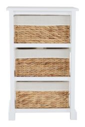 Orsina Stylish 3 Seagrass Drawer Chest, Modern Chest Of Drawers For Livingroom, Sleek Minimalist Chest For Lounge in White - thumbnail 4