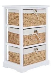 Orsina Stylish 3 Seagrass Drawer Chest, Modern Chest Of Drawers For Livingroom, Sleek Minimalist Chest For Lounge in White - thumbnail 5