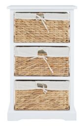 Orsina Stylish 3 Seagrass Drawer Chest, Modern Chest Of Drawers For Livingroom, Sleek Minimalist Chest For Lounge in White - thumbnail 6