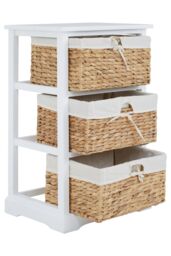 Orsina Stylish 3 Seagrass Drawer Chest, Modern Chest Of Drawers For Livingroom, Sleek Minimalist Chest For Lounge in White - thumbnail 3