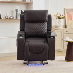 Artemis Home Byron Electric Riser Recliner with Massage, Heat, Drink Cooler, Table in Brown - Size: Armchair - thumbnail 9