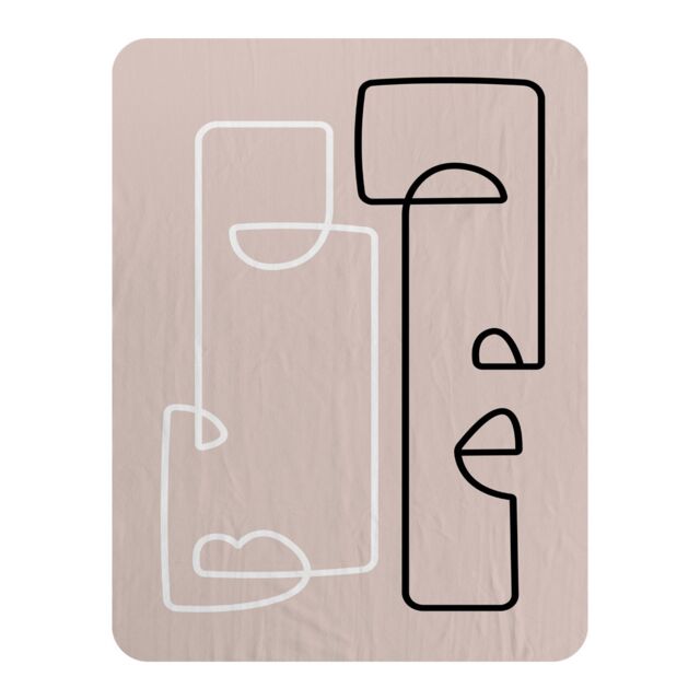 Benjamin Tate Design line art of two faces Designer Blanket in Natural - Size: 120 cm x 150 cm - image 1