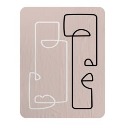 Benjamin Tate Design line art of two faces Designer Blanket in Natural - Size: 120 cm x 150 cm - thumbnail 1